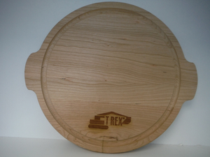 Round Cutting Board with Handles and Juice Groove